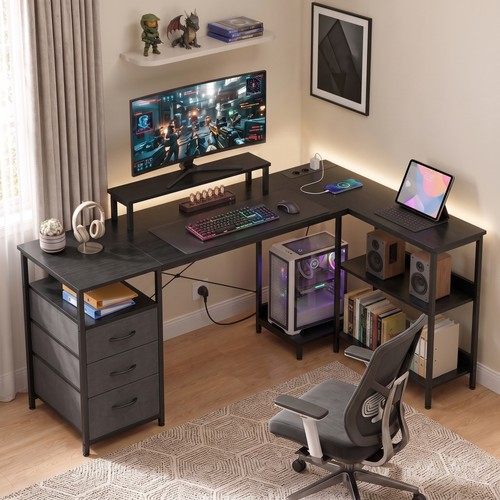 Homcom schreibtisch form mit - l,